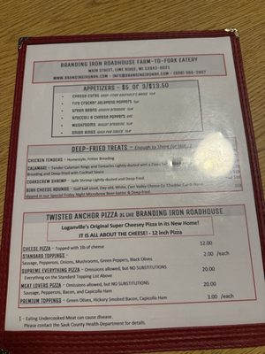 Menu photo 1 Branding Iron Road house Lime Ridge, WI