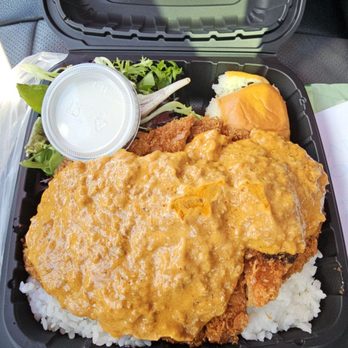 Str’Eats of Aloha - Pork mozzarella cutlet, came with 2 cutlets, and they cramped in a lot of mixed greens in the corner. - Japanese Near Me - Honolulu, Hawaii