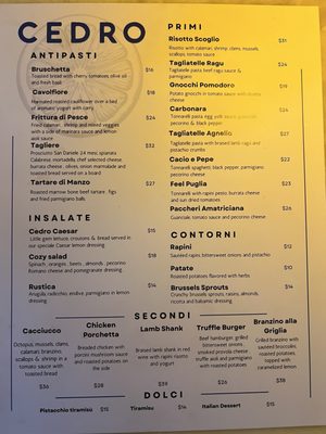 Menu photo 1 Cedro Italian Restaurant Newbury Park, CA