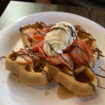 Cafe Republic - Belgium Waffle w/ Strawberries and Nutella - Breakfast & Brunch Near Me - Fort Worth, Texas Cafe Republic - Belgium Waffle w/ Strawberries and Nutella - Breakfast & Brunch Near Me - Fort Worth, Texas