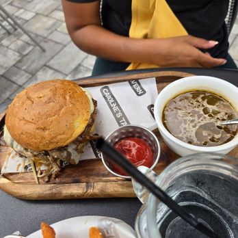 Caroline’s Tavern - French dip burger - New American Near Me - Woodbridge, New Jersey Caroline’s Tavern - French dip burger - New American Near Me - Woodbridge, New Jersey