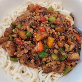 New China Restaurant - Noodle with eggplant and pork - Chinese Near Me - Millbrae, California