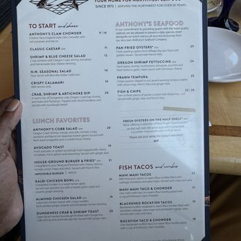 Anthony's at Cap Sante Marina - Menu page 1 - Seafood Near Me - Anacortes, Washington