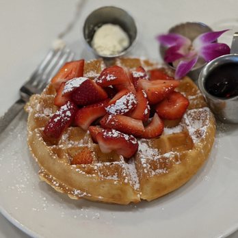 SweetDiner - The Belgian waffle with strawberries. - Diners Near Me - Milwaukee, Wisconsin
