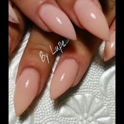 Angel Nail Spa & Beauty - Pointy nails with nude acrylic powder by Lupe !