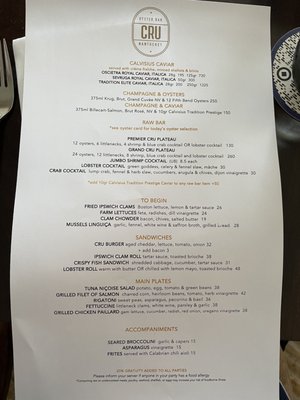 Menu photo 2 CRU Nantucket, MA