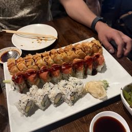 dinosaur roll, spicy girl roll, california roll no cucumber dinosaur roll, spicy girl roll, california roll no cucumber