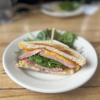 The Flatiron - grilled ham & cheese: cheddar, havarti, ham, spinach + whole grain bread = $15.25 - Coffee & Tea Near Me - Jerome, Arizona