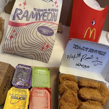 McDonald's - The HUNTRX Meal and Hunter Sauce and Demon Sauce and Ramyeon McShaker Fries - Fast Food Near Me - Irvine, California