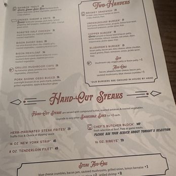 Copper Whiskey Bar & Grill - Menu - Steakhouses Near Me - Bozeman, Montana