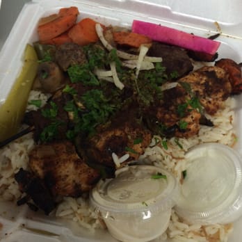 Kabob Kabob Restaurant - Kabob combo. 1 beef and 1 chicken. Sautéed vegetables and pickles. - Middle Eastern Near Me - Lathrup Village, Michigan Kabob Kabob Restaurant - Kabob combo. 1 beef and 1 chicken. Sautéed vegetables and pickles. - Middle Eastern Near Me - Lathrup Village, Michigan
