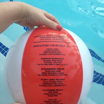 Humphreys Half Moon Inn - Menu on beach balls - San Diego, CA