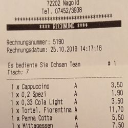 Ochsen - Rechnung wird leckeren Mittagstischs.