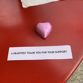Rocky's Grill & Soda Shop - A nice touch found with my order. A chocolate heart and a little printed note. - Ice Cream & Frozen Yogurt Near Me - Brevard, North Carolina Rocky's Grill & Soda Shop - A nice touch found with my order. A chocolate heart and a little printed note. - Ice Cream & Frozen Yogurt Near Me - Brevard, North Carolina