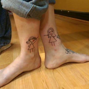 Old Larimer St Tattoo - Matching Friend Tattoos, stick figures talking on tin can telephones. One with ponytail by Matt. LOVE them! - Tattoo Near Me - Denver, Colorado Old Larimer St Tattoo - Matching Friend Tattoos, stick figures talking on tin can telephones. One with ponytail by Matt. LOVE them! - Tattoo Near Me - Denver, Colorado