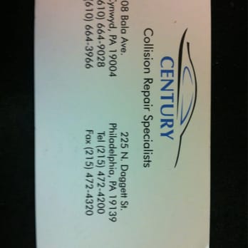 Century Auto Body - Business Card-back - Auto Repair Near Me - Bala Cynwyd, Pennsylvania Century Auto Body - Business Card-back - Auto Repair Near Me - Bala Cynwyd, Pennsylvania