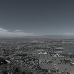 B&W of Lake Elsinore from highway above.