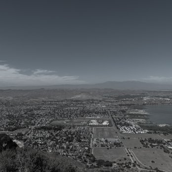 Lake Elsinore - B&W of Lake Elsinore from highway above. - Lakes Near Me - Lake Elsinore, California
