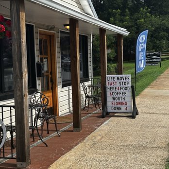 Narrow Gauge Coffee & Cafe - Front patio - Coffee & Tea Near Me - Newton, North Carolina Narrow Gauge Coffee & Cafe - Front patio - Coffee & Tea Near Me - Newton, North Carolina