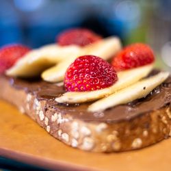 Press and Grind Cafe - Powertoast with fresh banana, fresh strawberry and nutella