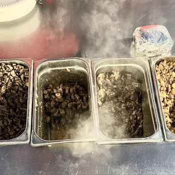 Ave 26 Tacos - Meat choices.  Not pictured is Cabesa and Lengua - Tacos Near Me - Los Angeles, California