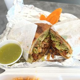 Torta with side of salsa and pickled spicy carrots. So good!!