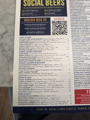 Menu photo 1 Stout Street Social Denver, CO