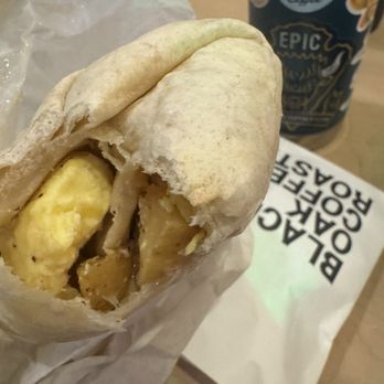Black Oak Coffee Roasters - Potato, egg, cheese breakfast burrito after first bite. - Coffee & Tea Near Me - Healdsburg, California