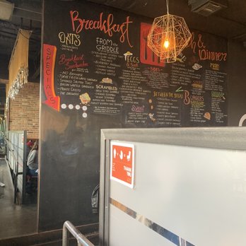 Crave Kitchen and Bar - Chalkboard Menu and Other half of Waiting section - New American Near Me - El Paso, Texas