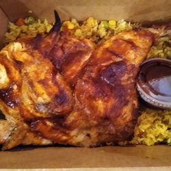 Betsi Coffee - Half chicken with vegetable rice. Medium Sweet sauce. $13.55.