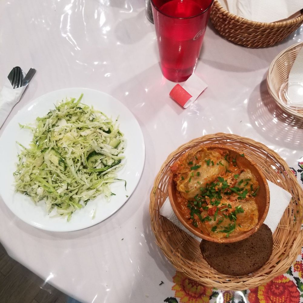 Olesya's Kitchen - Cabbage rolls and the cabbage/cucumber salad. Dont know why I ordered so much cabbage. - Ukrainian Near Me - Columbus, Indiana Olesya's Kitchen - Cabbage rolls and the cabbage/cucumber salad. Dont know why I ordered so much cabbage. - Ukrainian Near Me - Columbus, Indiana