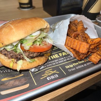 Fatburger - Large 1/2 lb burger and sweet potato fries - Burgers Near Me - Garland, Texas