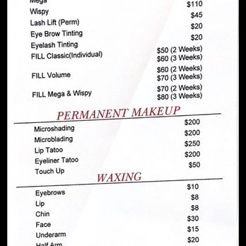 Hannah Lash and Brows - Prices circa 6/2021 - Eyelash Service Near Me - Westminister, California