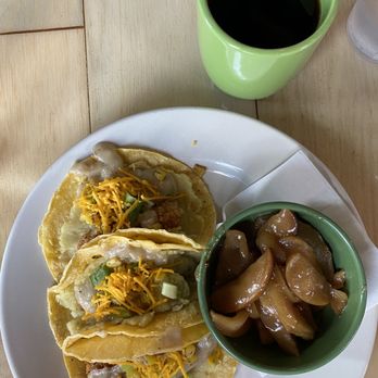 10th Street Diner - Comfort Tacos with a side of baked apples - Vegan Near Me - Indianapolis, Indiana 10th Street Diner - Comfort Tacos with a side of baked apples - Vegan Near Me - Indianapolis, Indiana