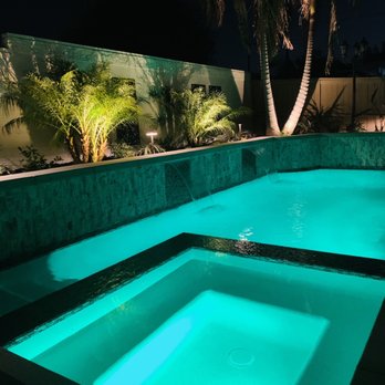 Landscape Pro Services - Our pool at night with our new lights. - Landscaping Near Me