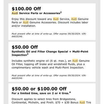 Audi Lansing - This is the coupon I received via email. - Car Dealers Near Me - Okemos, Michigan