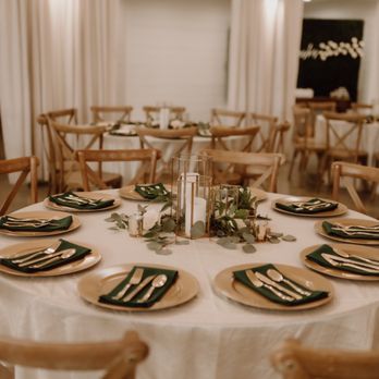 Monica's Bride & Floral - Table setup (they provided linen, napkins, and center piece with candles!) - Bridal Near Me - Channelview, Texas