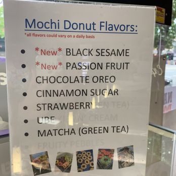 Colonial Donuts - mochi flavors as of July 2021...they had a few other new ones like fruity pebbles and pistachio - Donuts Near Me - Oakland, California