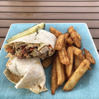 Blue Pointe Bar and Grill - Mahi wrap with fries - Bars Near Me - Tequesta, Florida