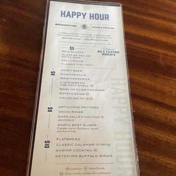 Brigantine - Menu - Seafood Near Me - San Diego, California