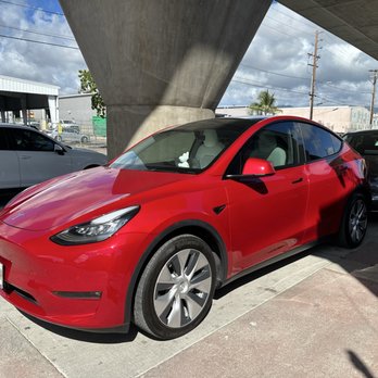 K W Auto Body - Airport - Red Tesla Model Y - Body Shops Near Me - Honolulu, Hawaii K W Auto Body - Airport - Red Tesla Model Y - Body Shops Near Me - Honolulu, Hawaii