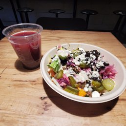 Greens & Grain bowl w/ Blueberry Lavender tea Greens & Grain bowl w/ Blueberry Lavender tea