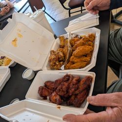 Wings & Rice - An amazing family sized wings samples..three yummy flavors  Garlic Parmesan, spicy Garlic Parmesan, and the third was BBQ. All were yummy!!!