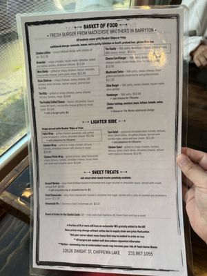 Menu photo 2 The Rooster Saloon Chippewa Lake, MI