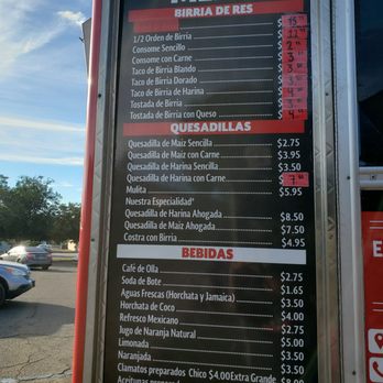 El Primo Birrieria - a menu for a mexican restaurant - Food Trucks Near Me - San Diego, California