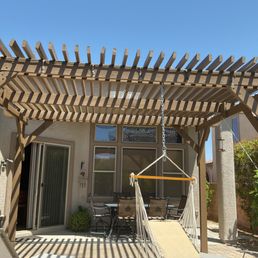 Solar screen installed on pergola Solar screen installed on pergola