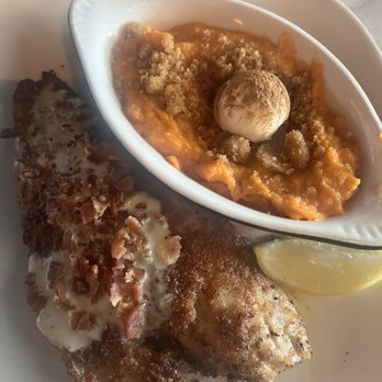 Half Shell Oyster House - Redfish with yam parfait - Seafood Near Me - Gulfport, Mississippi Half Shell Oyster House - Redfish with yam parfait - Seafood Near Me - Gulfport, Mississippi