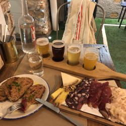 Basquery - Beer flight and mixed meat and cheese board.