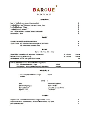 Menu photo 8 Barque Smokehouse Toronto, ON