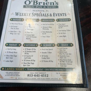 O'Brien's Irish Pub & Grill - Irish Pub Near Me - Brandon, Florida O'Brien's Irish Pub & Grill - Irish Pub Near Me - Brandon, Florida